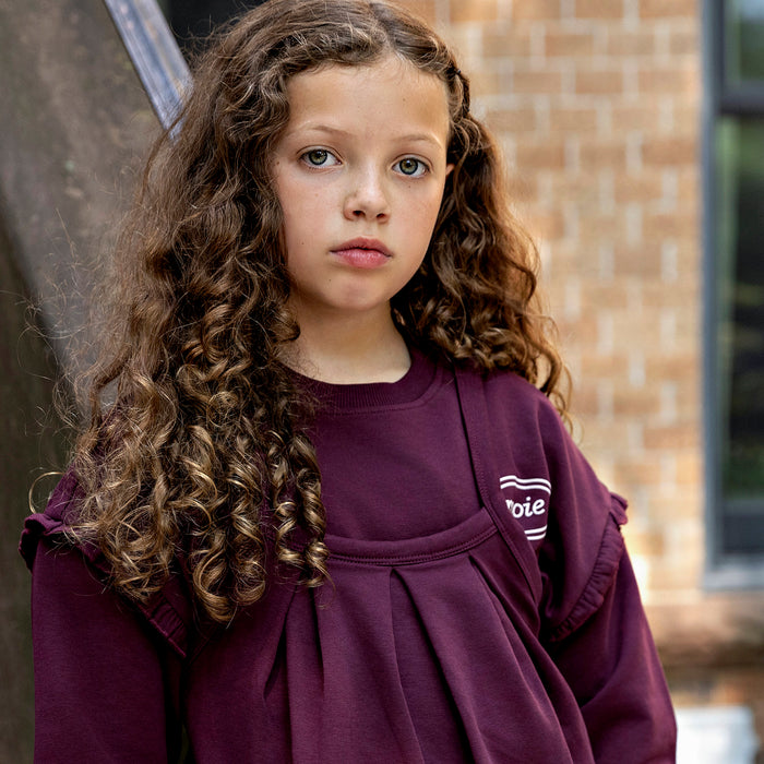 Rooie and Friends girls mauve sweatshirt with optical illusion graphic