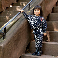 Rooie and Friends baby girls black-and-white Dalmatian ruffle sweatshirt and matching pants set