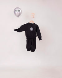 Rooie and Friends baby boys black Robot Baby sweatshirt and matching pants set