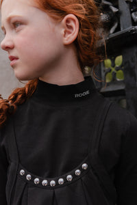 Black Silver Logo Mock Neck
