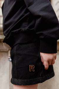 Black Denim Midi Skirt