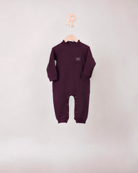 Rooie and Friends baby girls mauve boiler suit with chest and patch pockets