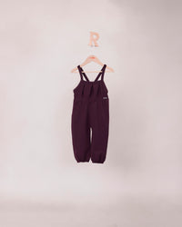 Rooie and Friends baby girls mauve pleated romper with cross-back straps